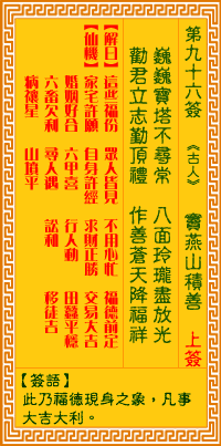 Goddess of Mercy Sign No. 96: Dou Yanshan Accumulates Goodwill