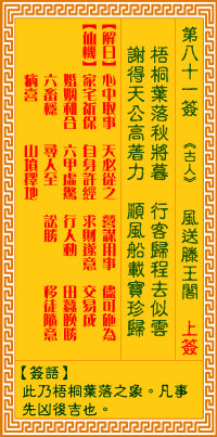 Goddess of Mercy Sign No. 81: The Wind Sends Tengwang Pavilion
