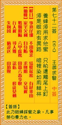 Goddess of Mercy Sign No. 72: Wang Mang Seeks Virtue