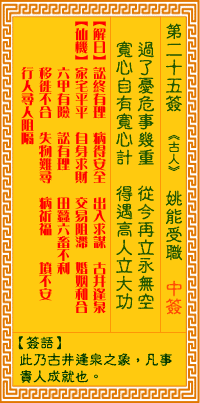 Guanyin Lingyun Sign #25: Li Guang's Wisdom