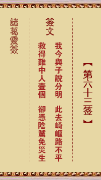 Zhuge Divine Sign 63rd Sign