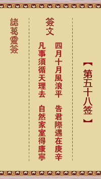 Zhuge Shentiao 58th Sign
