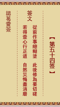 Zhuge Shentiao 54th Sign
