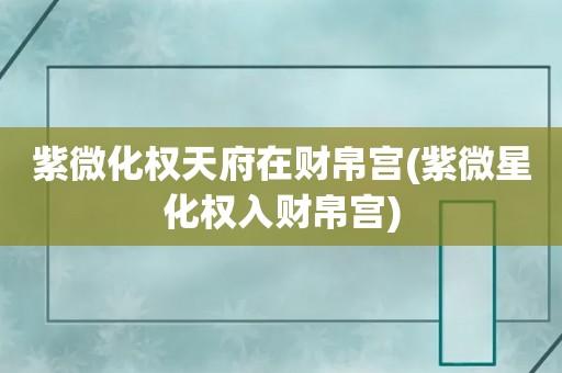 Year of Zi Wei Tian Fu into the wealth