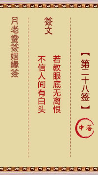 Lunar Old Man's Marriage Sign 28th Sign: Medium