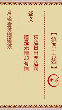Lunar Old Man's Marriage Sign 46th Sign: Medium