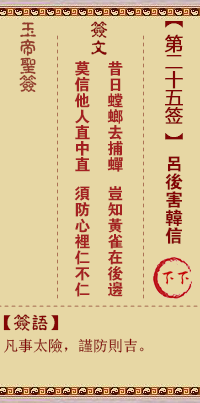 Jade Emperor's Lunar Sign #25: Empress Lu harms General Xin Next
