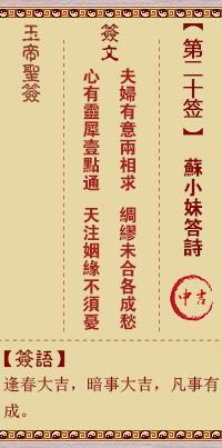 Jade Emperor Sign #20: Su Xiaomei's Answer to a Poem Medium Auspicious