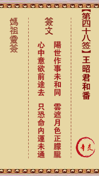 A-Ma's Lottery Sign No. 48: Xinhai Wang Zhaojun and Fan
