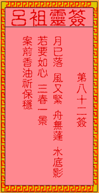 Lu Zu Ling Sign No. 82: The Ancient One's Mud Horse Crossing Kang Wang