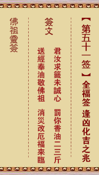 Buddha's Lunar Sign No. 51: Full Fortune Sign Upper Sign