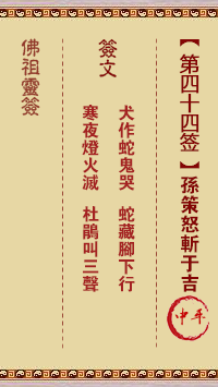 Buddha's Sign 44th Sign: Sun Ce's Angry Beheading of Yu Ji Medium Ping Sign