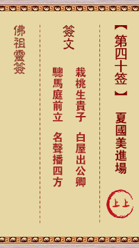 Buddha's Lunar Sign No. 40: Xia Guomei's entry Upper sign