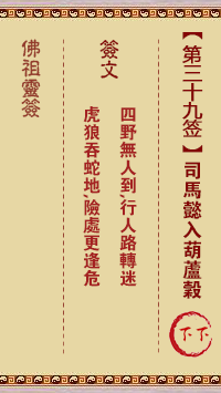 Buddha's Lucky Sign No.39: Sima Yi enters the valley of the gourd Lower sign