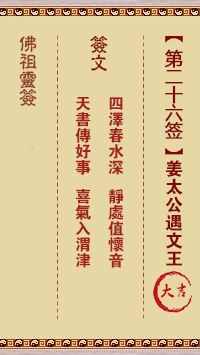 Buddha's Lunar Sign No.26: Jiang Taigong meets King Wen, a lucky sign.