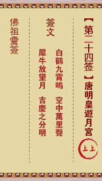 Buddha's Lucky Draw Sign No.24: Tang Minghuang's visit to the Moon Palace Upper sign
