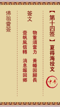 Buddha's Lucky Sign No.14: Xia Dehai Throwing Writings Medium Level Sign