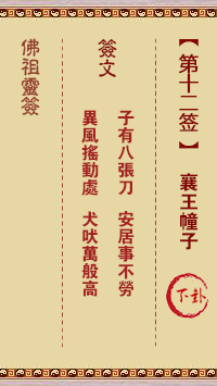 Buddha's Lucky Draw Sign No.12: Xiangwang Block Zi Middle and Lower Signs
