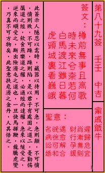 Guan Di Lingyi 89th Sign: Medium Lucky Ning Qi Rice Cow