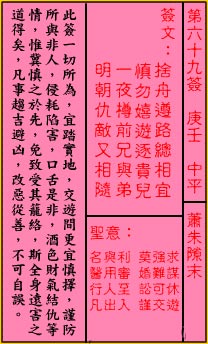 Guan Di Lingyi 69th Sign: Zhong Ping Xiao Zhu End of Gap