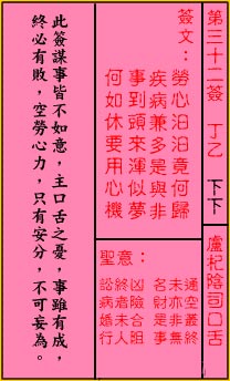 Guan Di Lingyi 32nd Sign: Lower Lower LU Qi's mouth of the netherworld