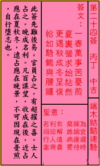 Guan Di Lingyi 24th Sign: Medium Auspicious Duanmu Knot Team Rides Together