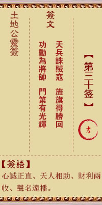 God of the Earth 30th Sign Auspicious