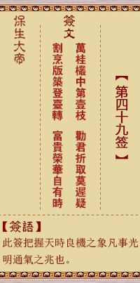 Bao Sheng Da Di Ling Sign No. 49: Wan, [Using the Well]