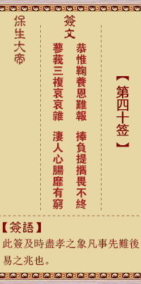Bao Sheng Da Di Ling Lun 40th Sign: Gong, [with Jian Gua]