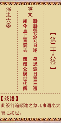 Bao Sheng Da Di Ling Lun Sign No. 28: H. [With Yi Gua]