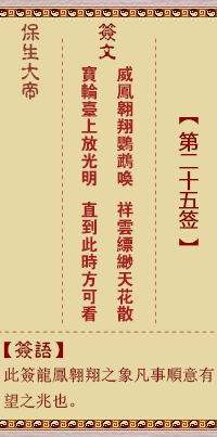 Bao Sheng Da Di Ling Lun Sign No. 25: Wei,