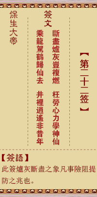Bao Sheng Da Di Ling Lun 22nd Sign: