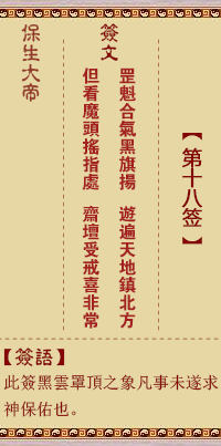 Bao Sheng Da Di Lunar Sign No. 18: The Big Dipper.