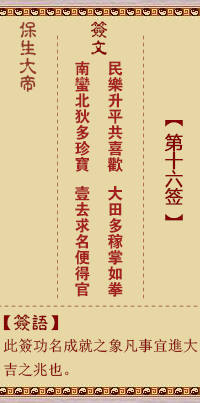 Bao Sheng Da Di Ling Lun Sign No. 16: Min, [with Humble Trigram]