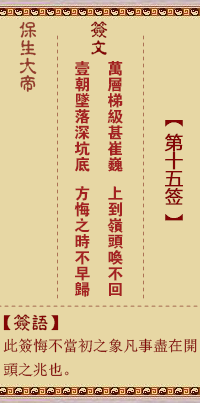 Bao Sheng Da Di Ling Lun Sign No. 15: Wan,