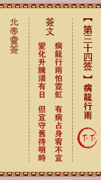 Pak Tai Lunar Sign No. 34: Sick Dragon Walking in the Rain Next