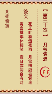 Pak Tai Lunar Sign No. 30: The moon is obscured by clouds Lower