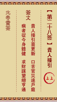 Pak Tai Lunar Sign No. 28: A Noble Person Receives You Up Up