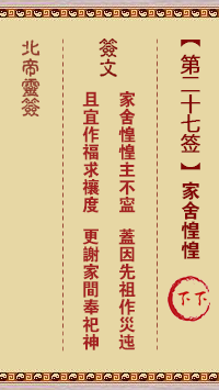 Pak Tai Lunar Sign No. 27: The house is in a state of fear Next