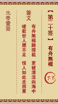 Pak Tai Lunar Sign #20: A boat without oars Lower down