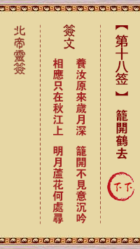 Pak Tai Lunar Sign No. 18: The Crane Goes Away Lower Lower