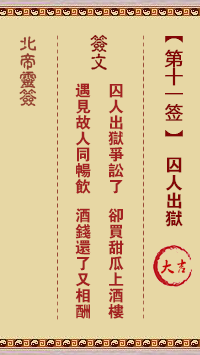 Pak Tai Lunar Sign No. 11: Prisoner's Release from Prison Auspicious