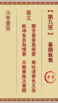 Pak Tai Lunar Sign No. 9: Spring Orchids, Autumn Chrysanthemums, Medium Ping