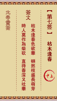 Pak Tai Lunar Sign No. 7: A Dead Tree Gives Way to Spring Upper Medium