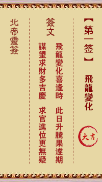 Pak Tai Lunar Sign No. 1: Flying Dragon Changes Great Auspiciousness